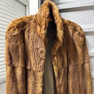 Vintage Genuine Mink Fur Coat – Brown with Satin Lining
